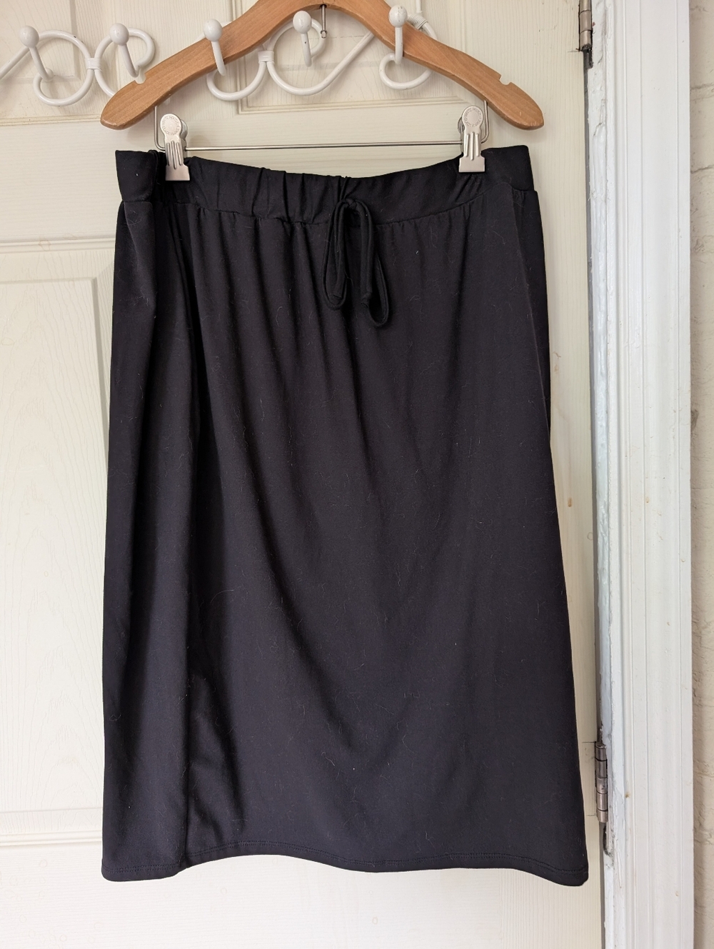 Black Midi Drawstring Skirt With Pockets XXL